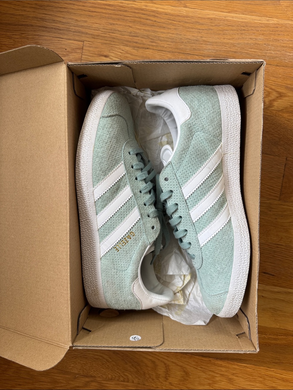 adidas Women’s Gazelle Sneakers in Mint Green and White